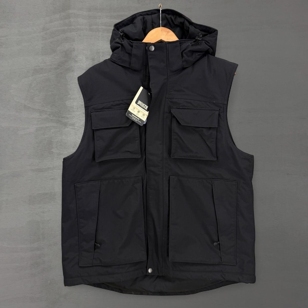 NEW Duluth Trading Co Whaleback Vest Black Waterproof Insulated Hooded Large
